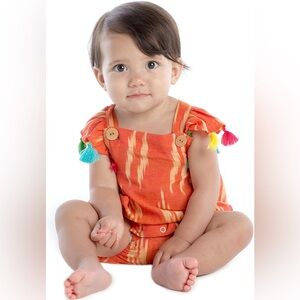 Masala Kids | Flutter Cross Back One Piece Ikat Romper